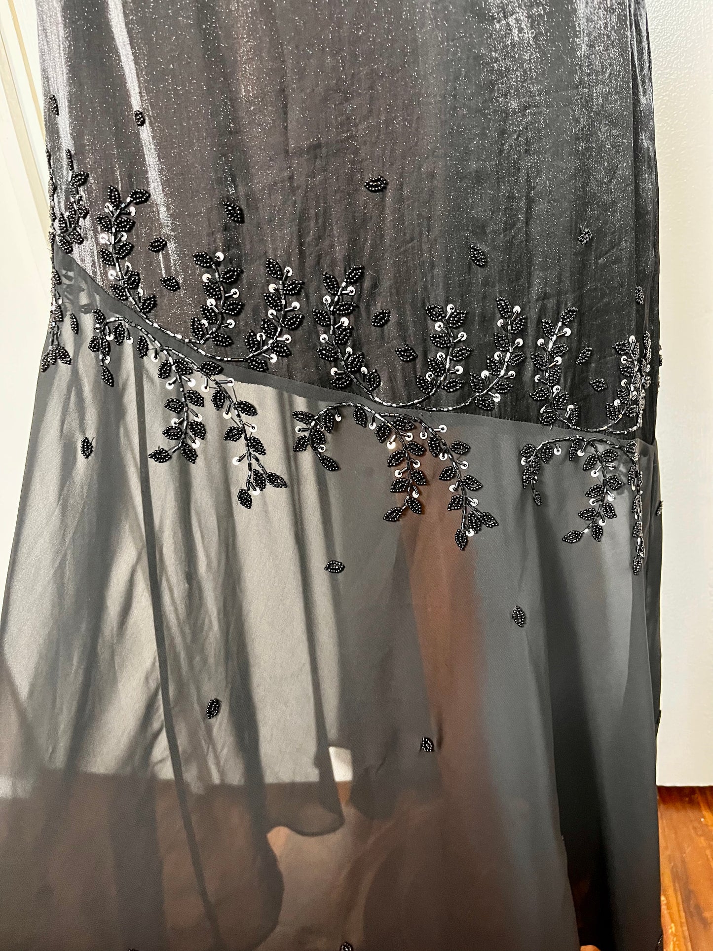 Vintage 1990's "Cache" Black Sequin Maxi Dress