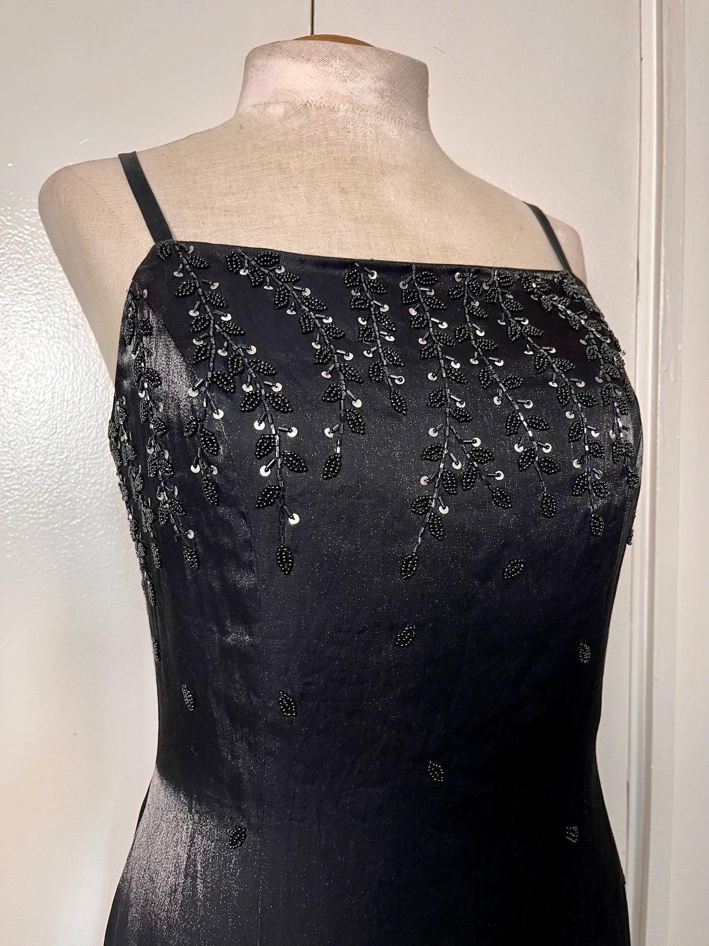 Vintage 1990's "Cache" Black Sequin Maxi Dress