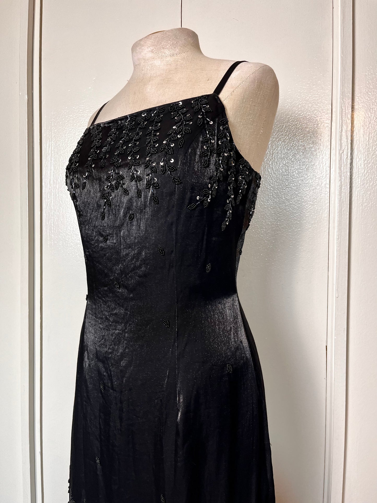 Vintage 1990's "Cache" Black Sequin Maxi Dress