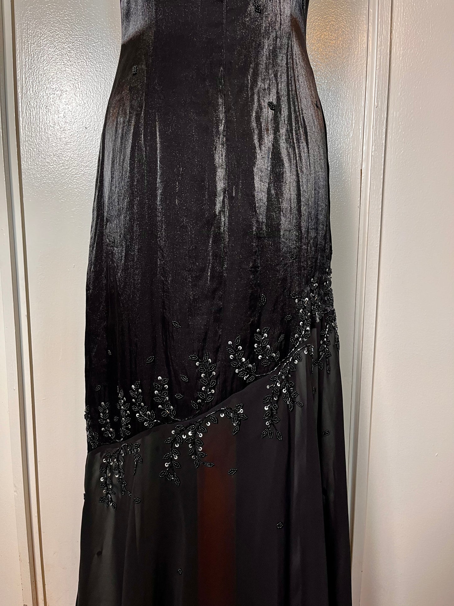 Vintage 1990's "Cache" Black Sequin Maxi Dress