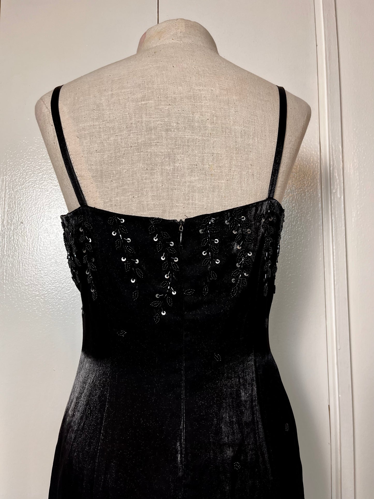 Vintage 1990's "Cache" Black Sequin Maxi Dress