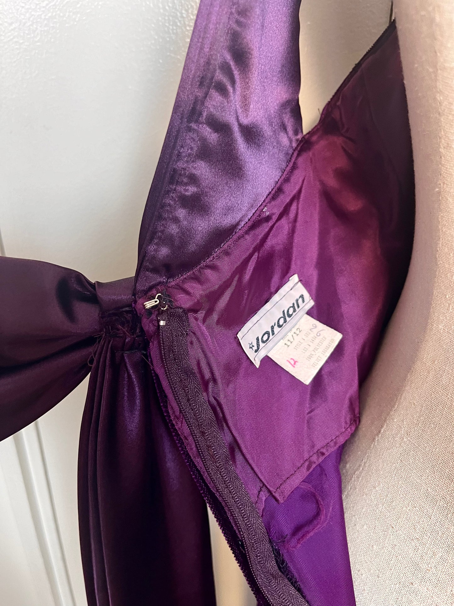 Vintage 1990's "Jordan" Purple Velvet Evening Gown