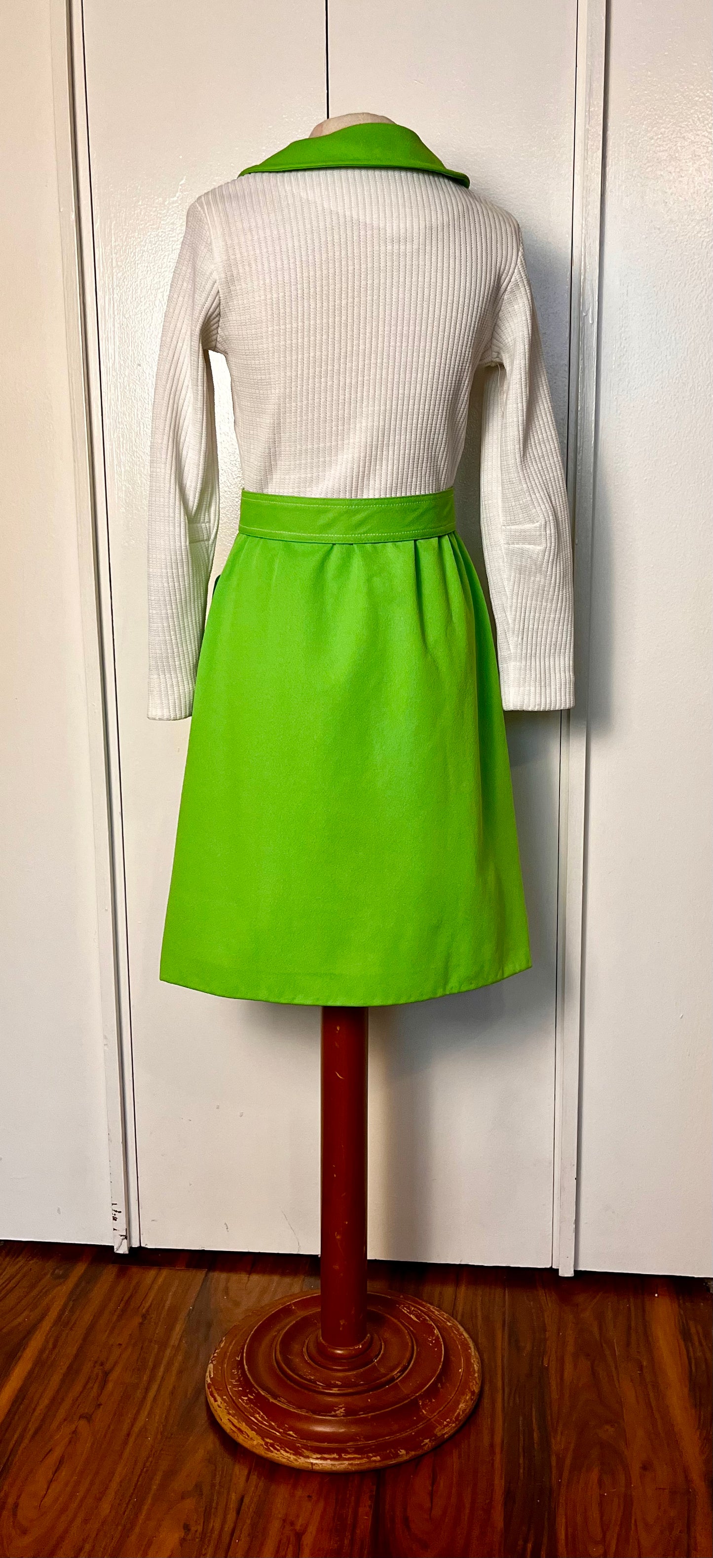 Vintage 1970's "Toni Todd" Green/White Mini-Dress