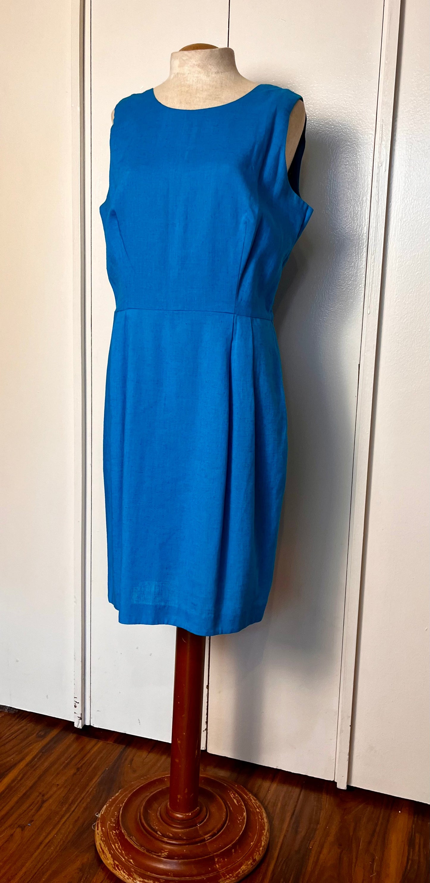 Vintage 1990's "Positive Attitude" Blue Sheath Cut-out Dress