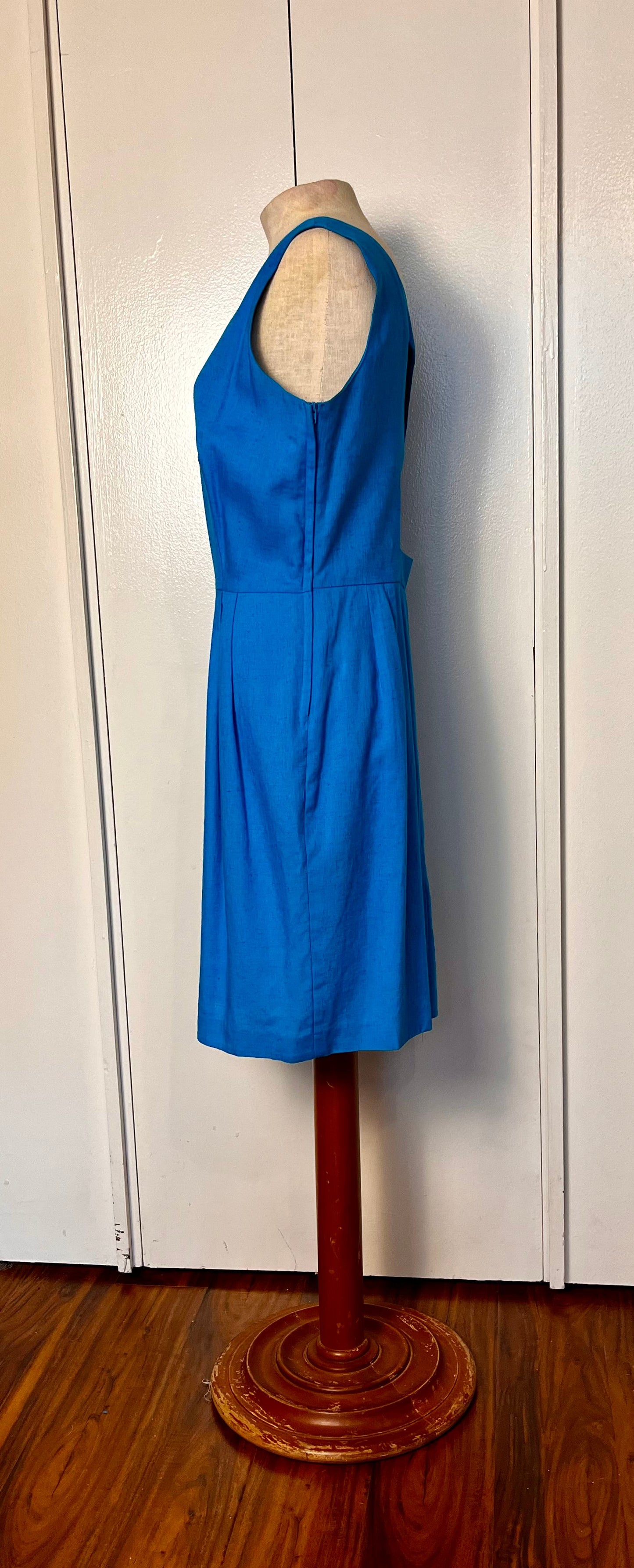 Vintage 1990's "Positive Attitude" Blue Sheath Cut-out Dress