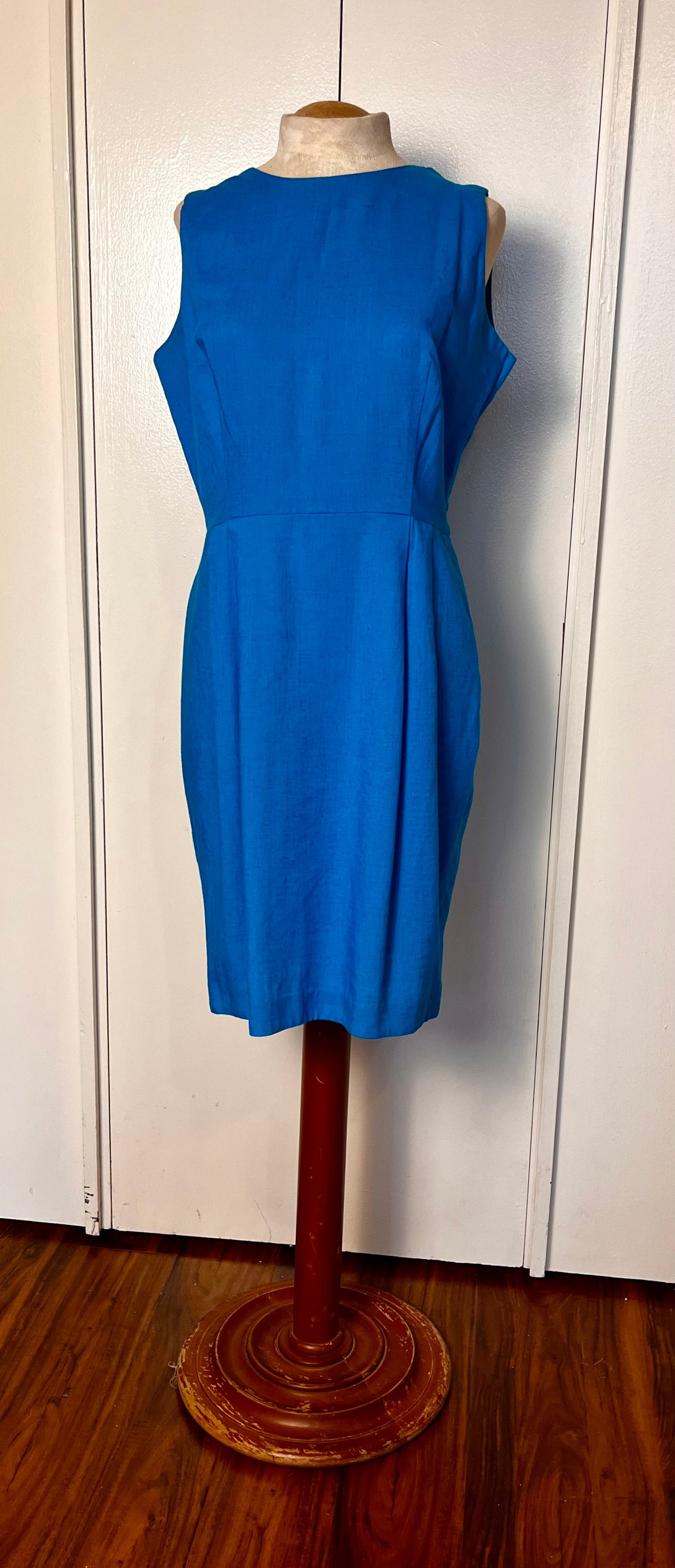 Vintage 1990's "Positive Attitude" Blue Sheath Cut-out Dress