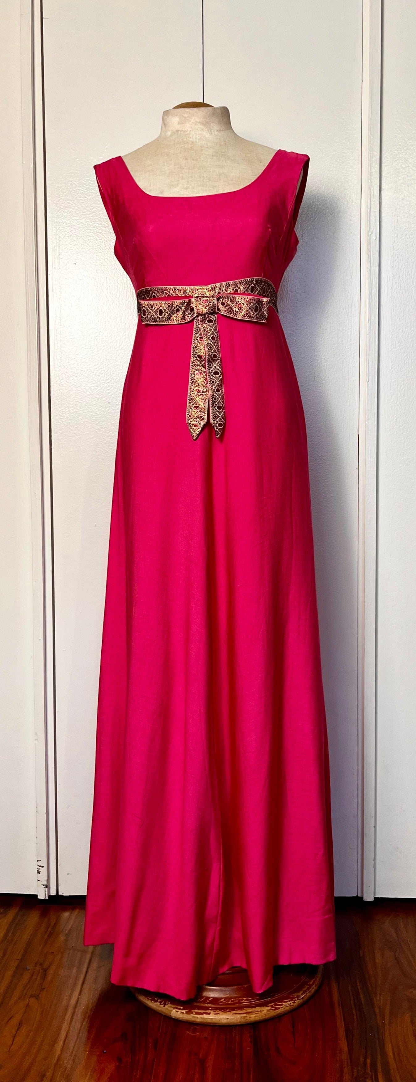 Vintage 1960's Pink Gabardine Maxi Dress