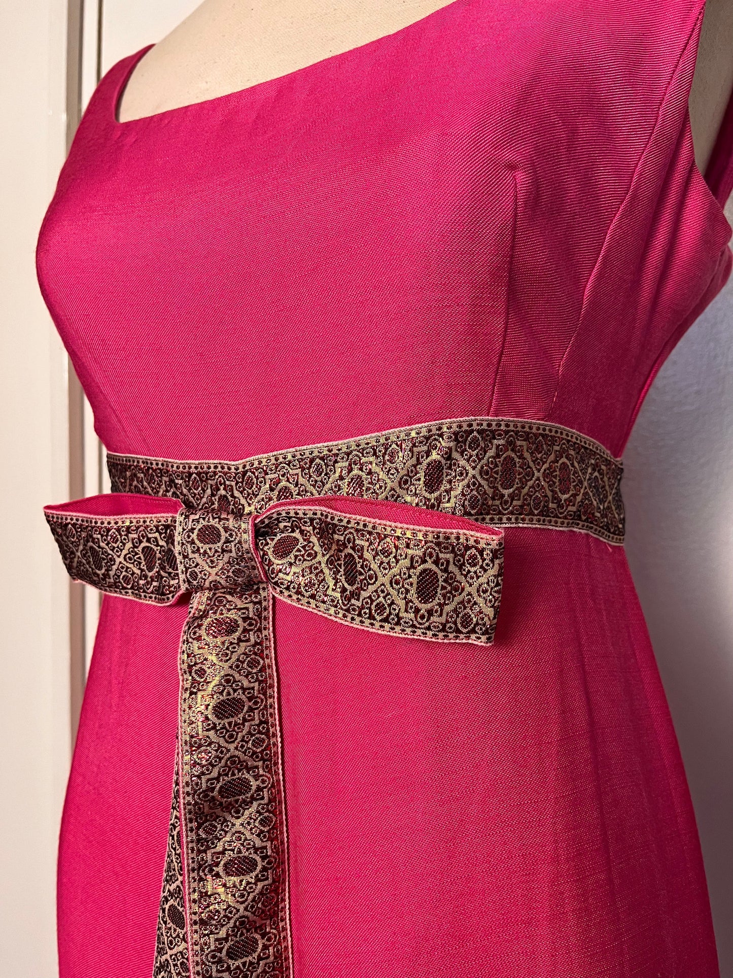 Vintage 1960's Pink Gabardine Maxi Dress