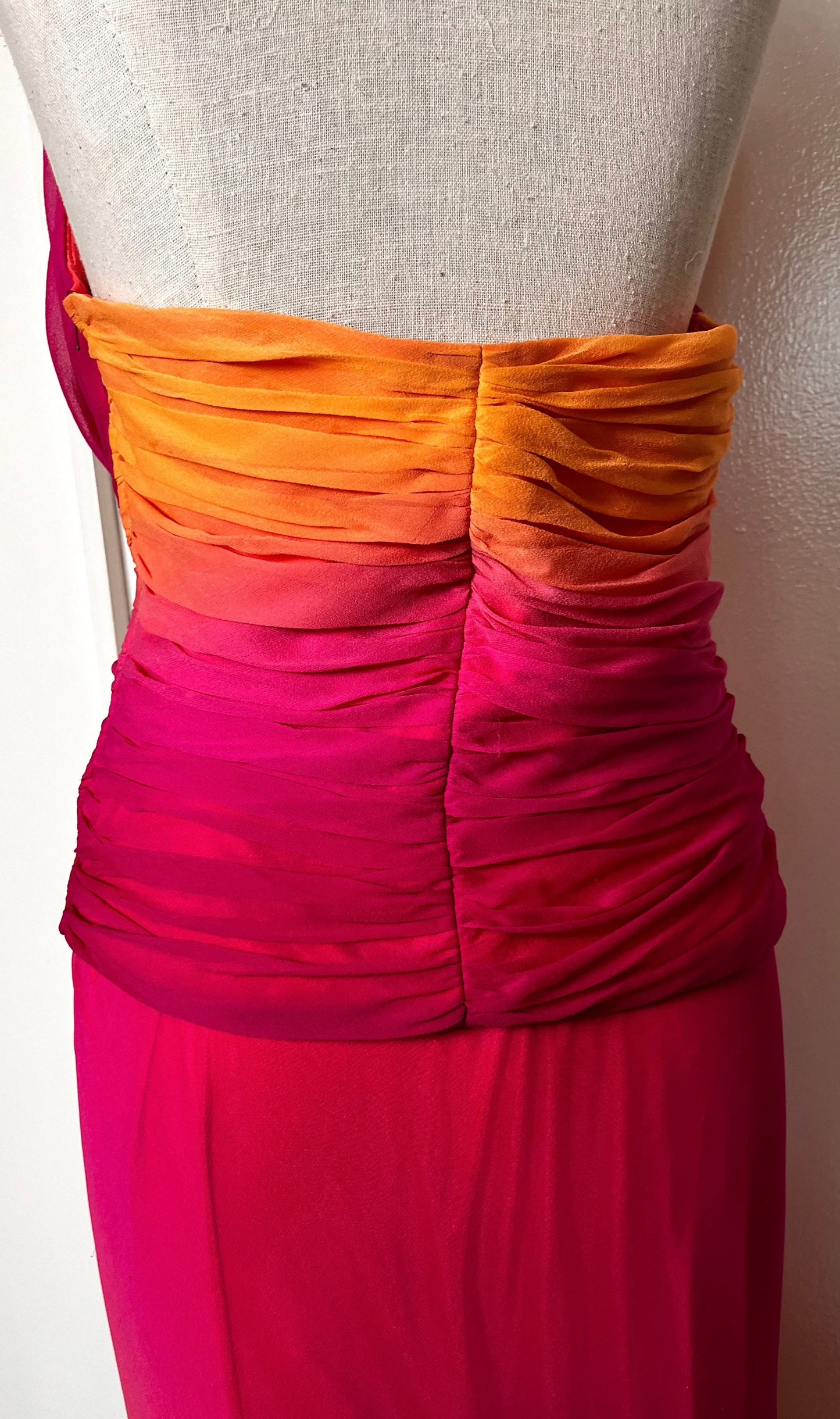 Vintage Y2K "Cache" Pink & Orange Ombre/Gradient Two-Piece Top & Skirt Set