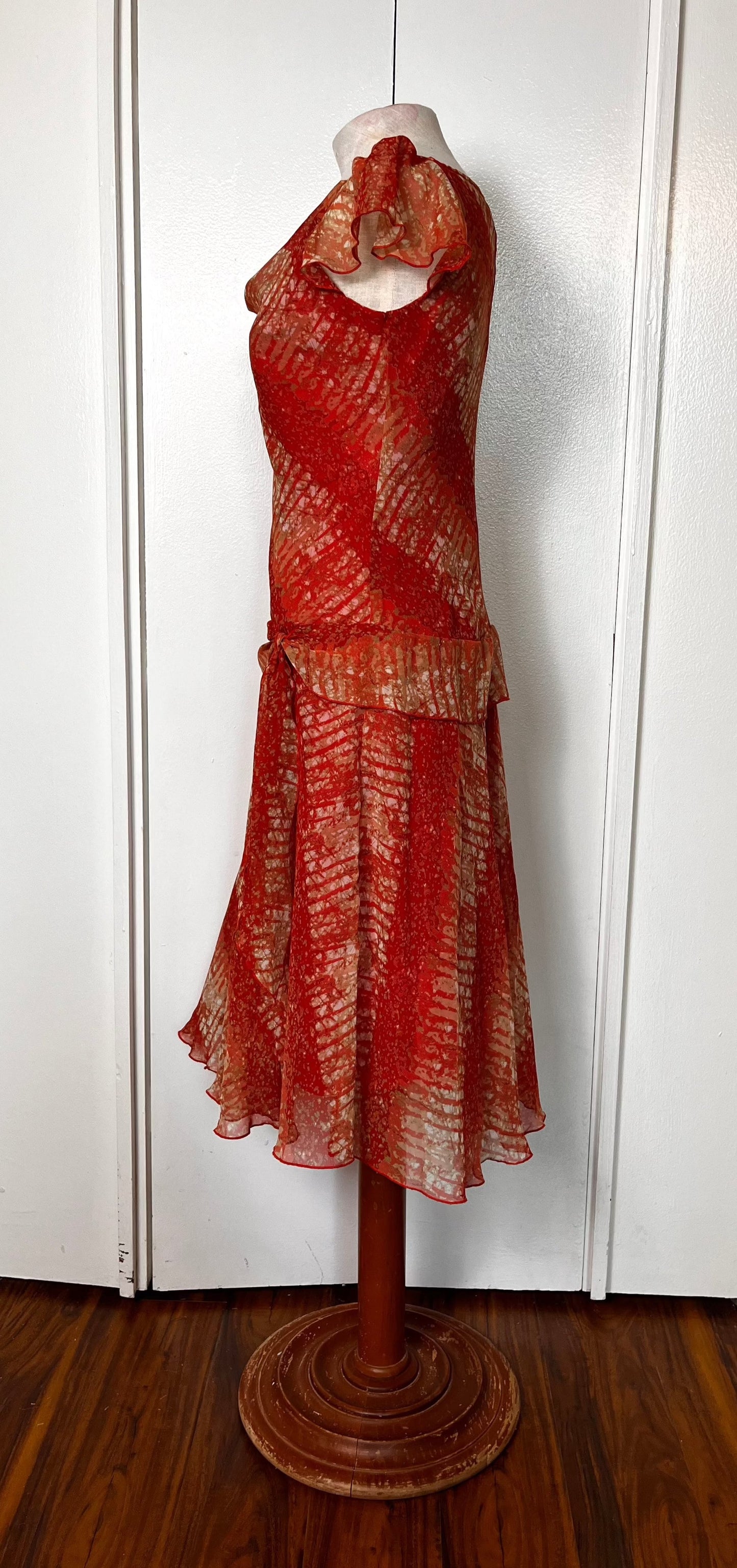 Vintage Y2K "Jonathan Martin" Red-Orange Midi Dress