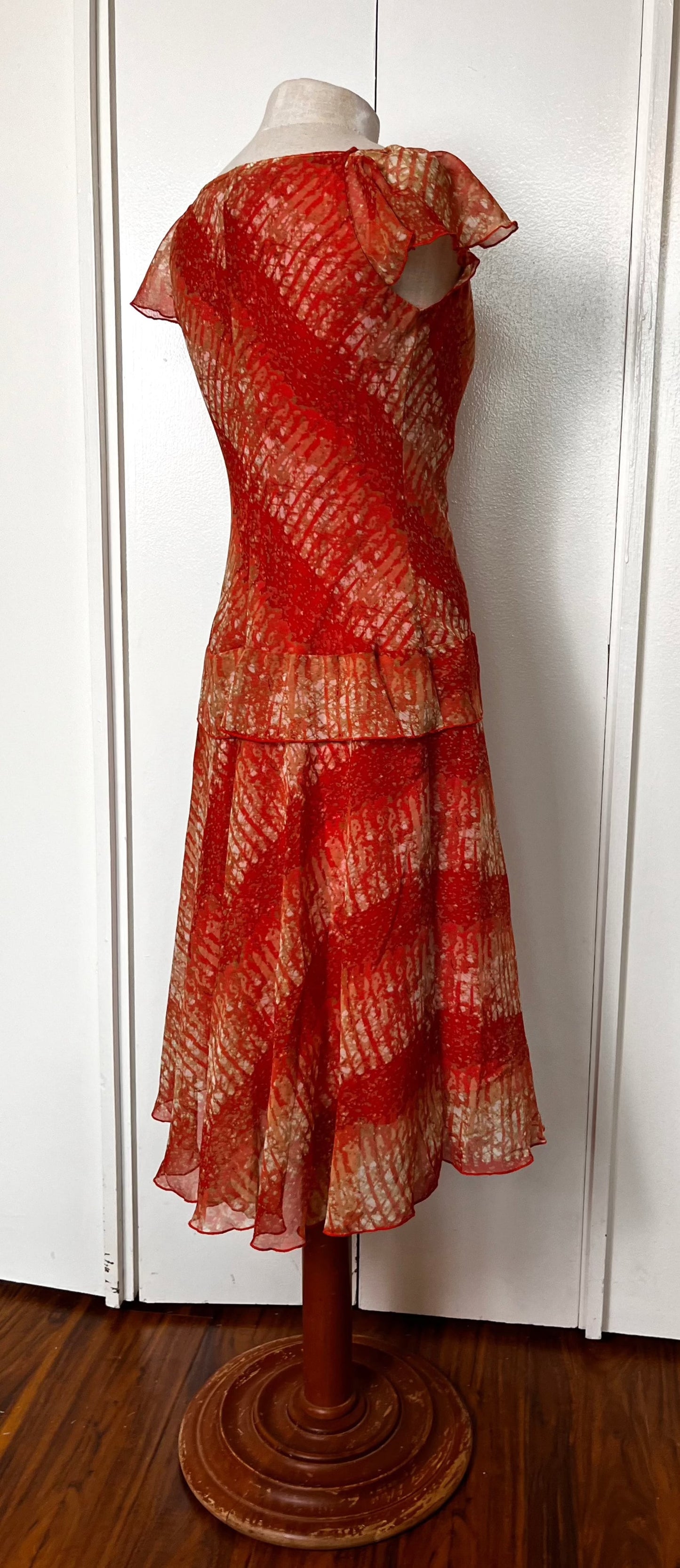 Vintage Y2K "Jonathan Martin" Red-Orange Midi Dress