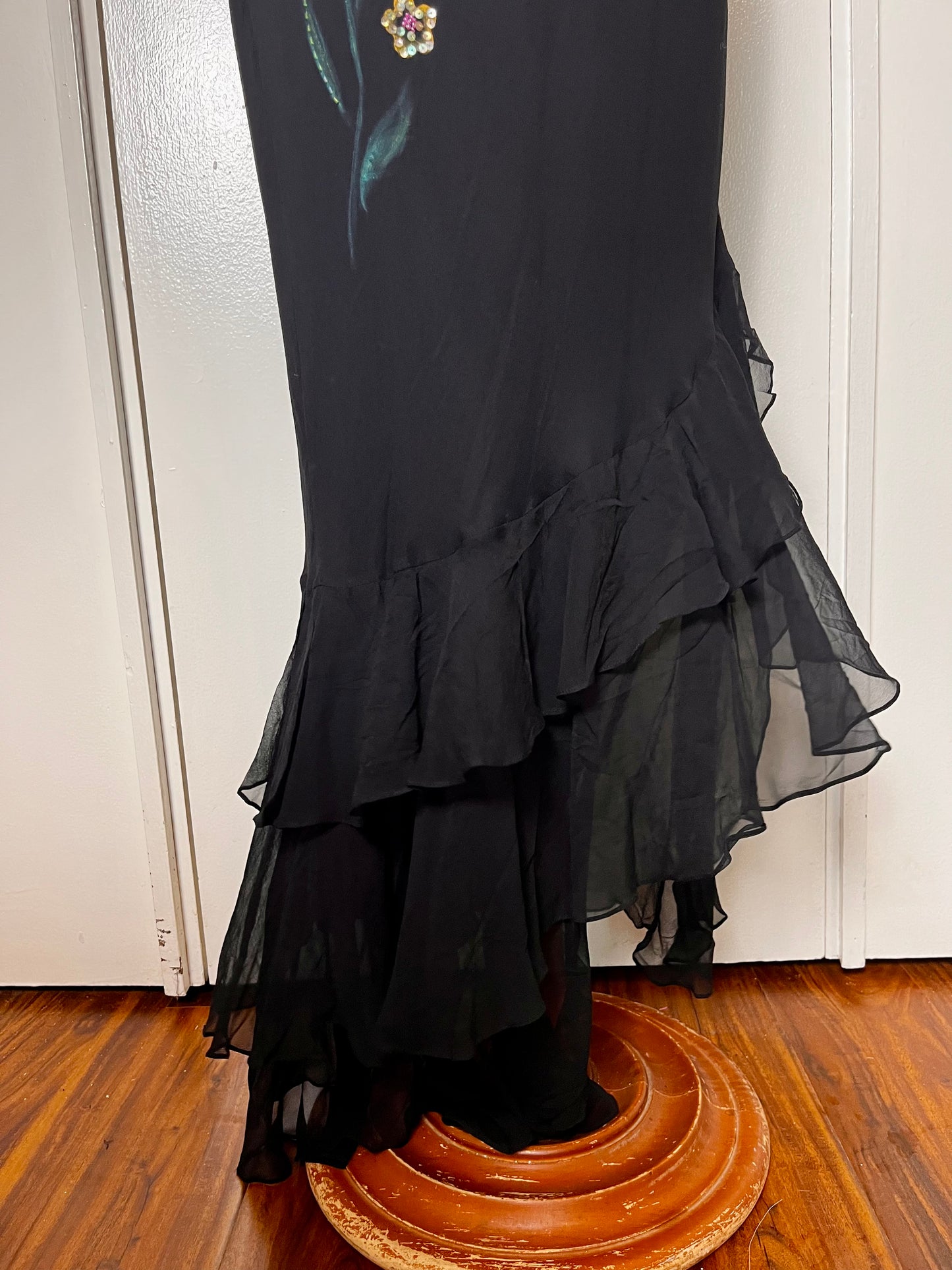 Vintage 1990's "Niki" Black/Sequin Bias Cut Silk Dress