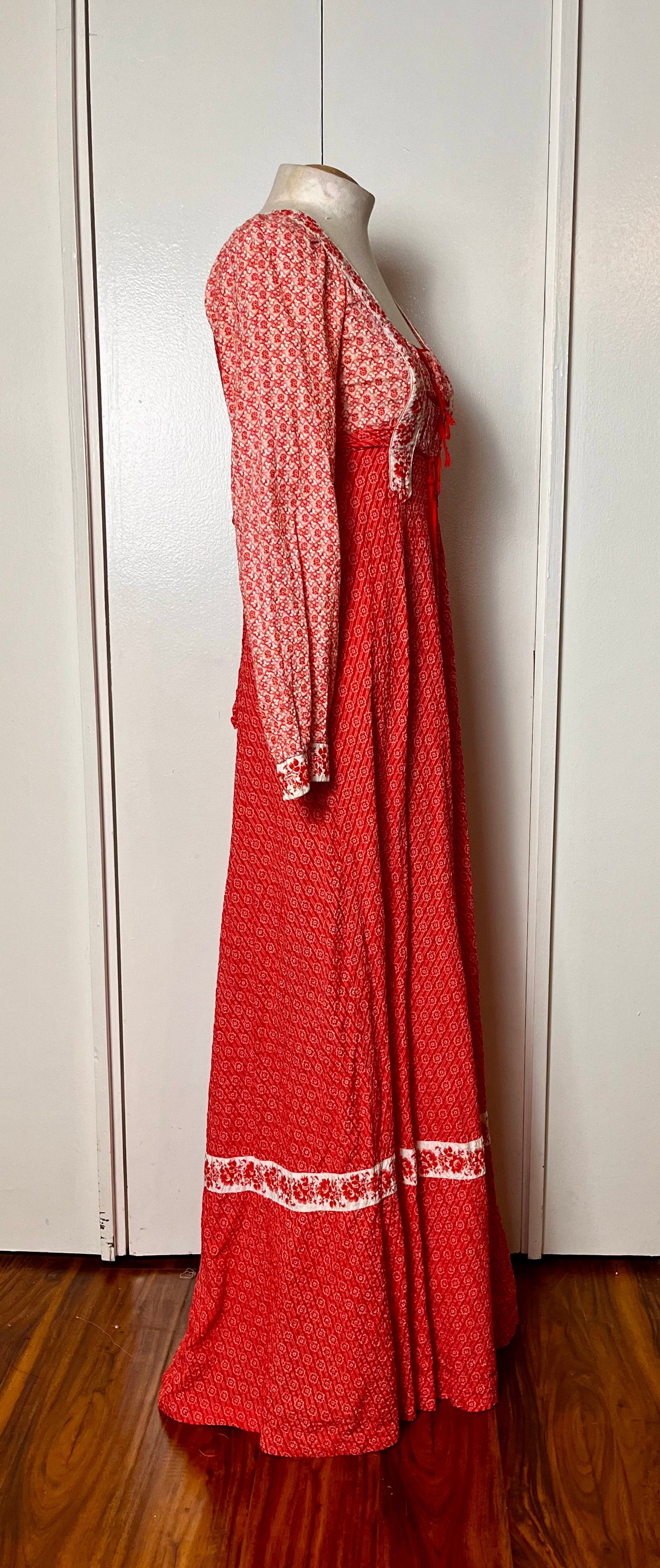 Vintage 1970's "Jody T of California" Red Maxi Dress