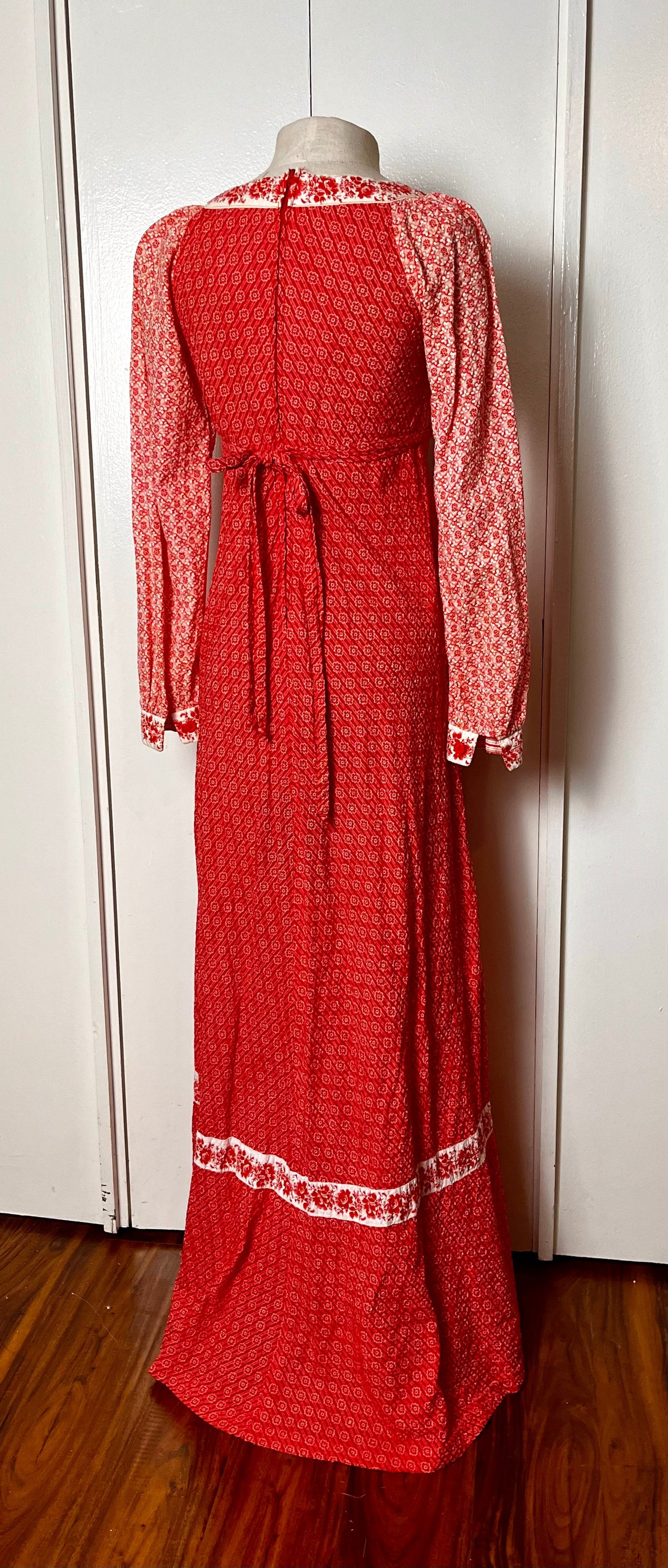 Vintage 1970's "Jody T of California" Red Maxi Dress