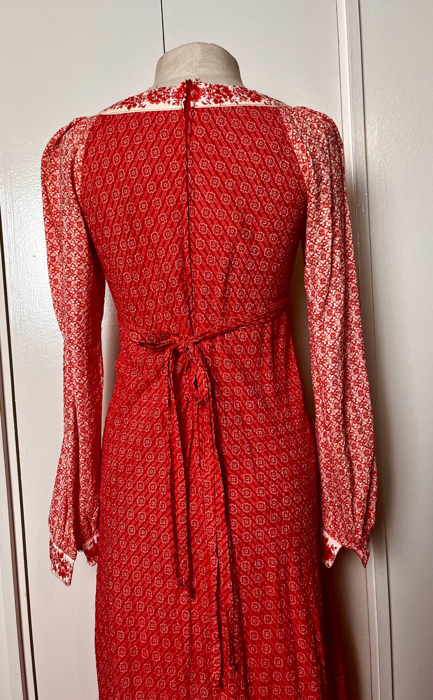 Vintage 1970's "Jody T of California" Red Maxi Dress