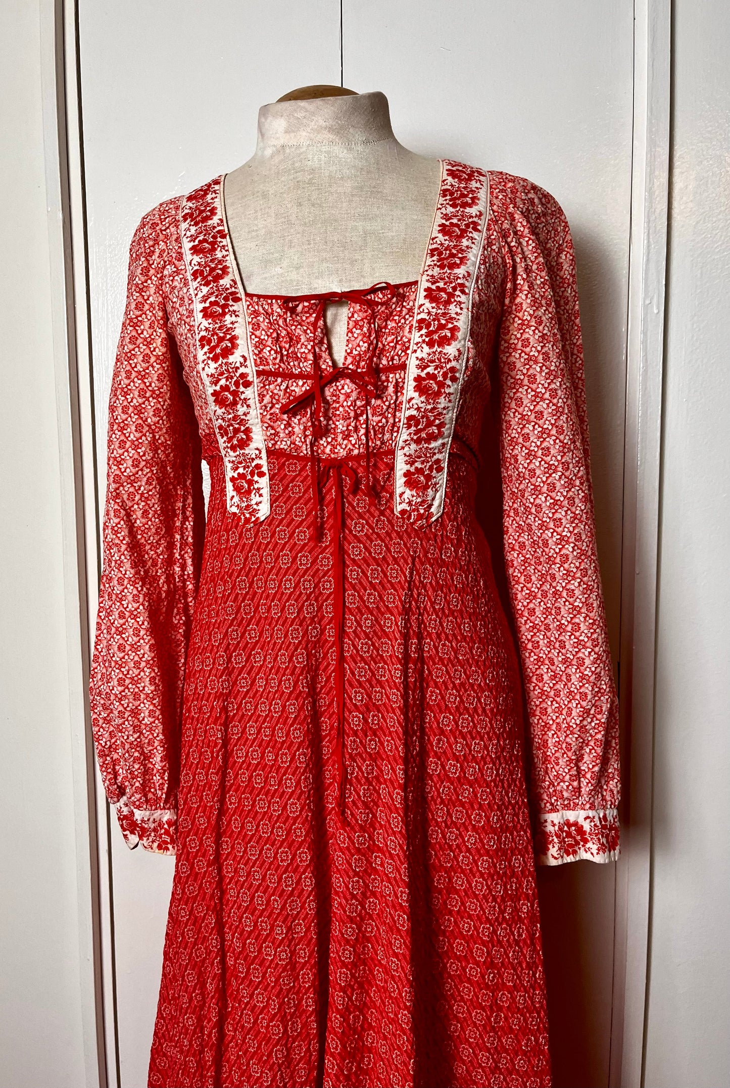 Vintage 1970's "Jody T of California" Red Maxi Dress