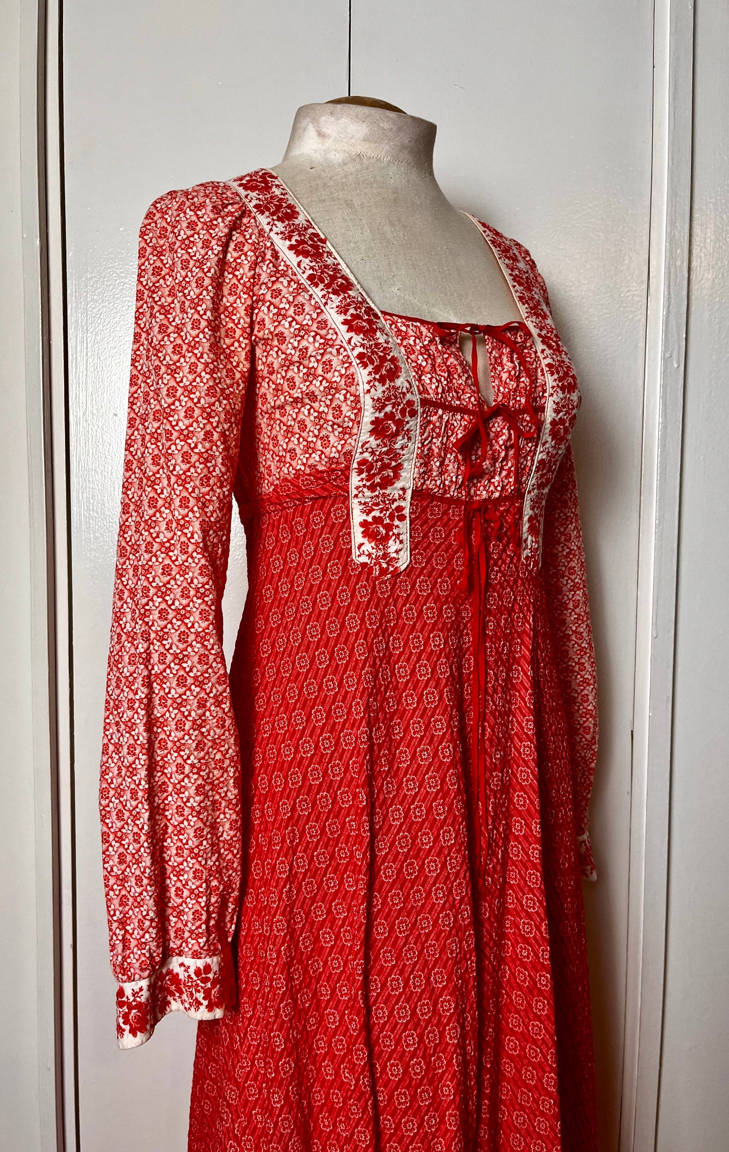 Vintage 1970's "Jody T of California" Red Maxi Dress