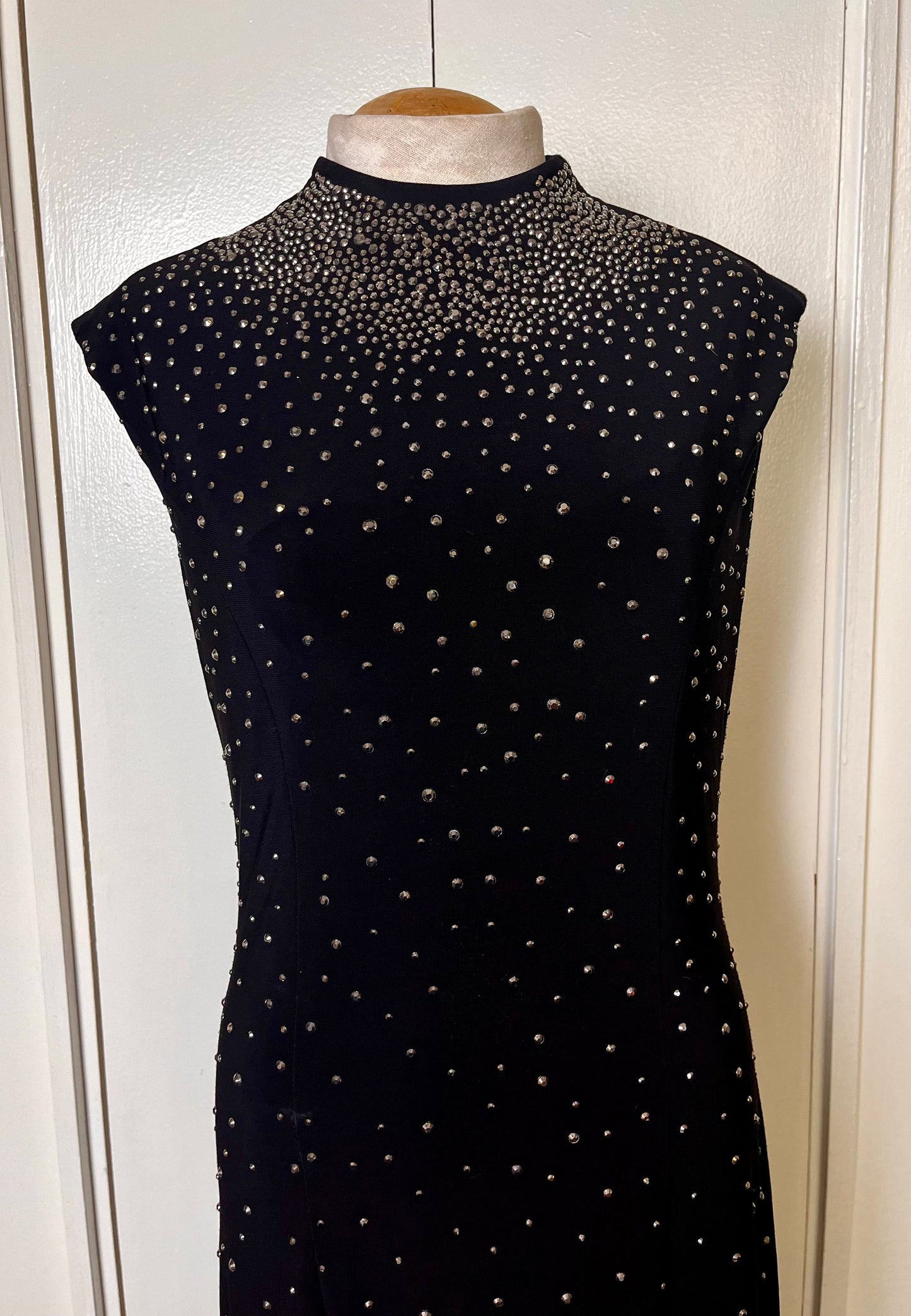Vintage 1990's "Joseph Ribkoff" Keyhole Back Sequin Black Jersey Dress