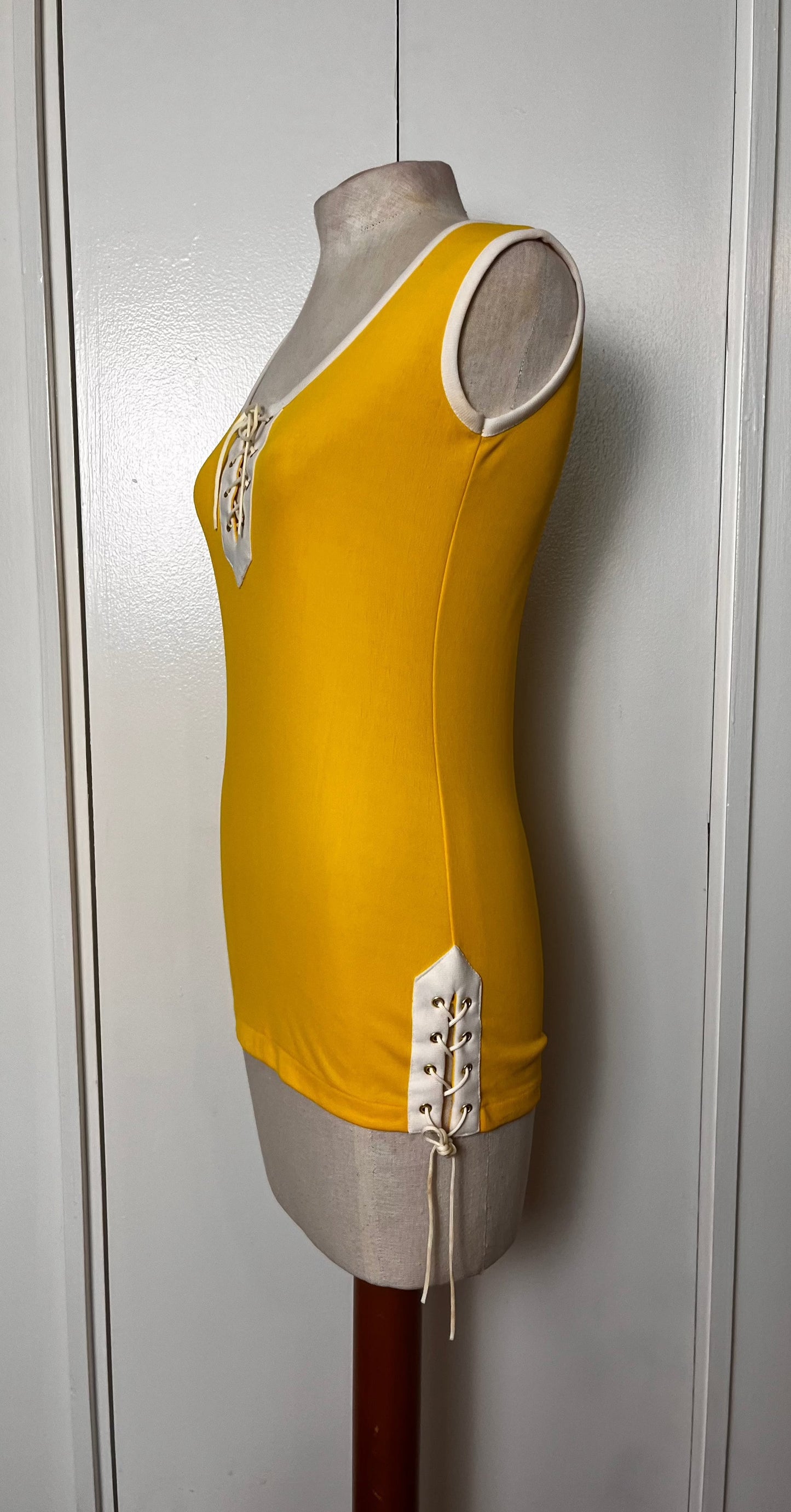 Vintage 1970's Yellow Lace-up Tank