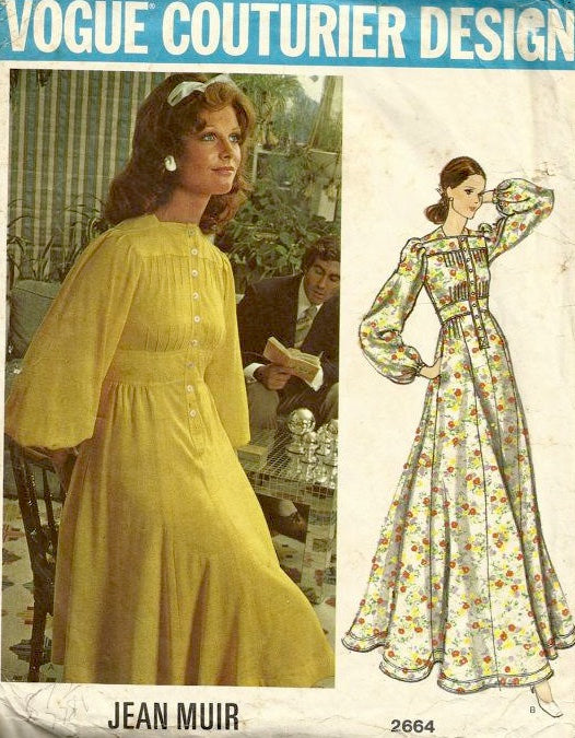 Vintage 1970’s "Vogue Couturier Design a la Jean Muir Pattern 2664" Maxi Dress in Golden-Yellow